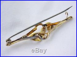 VICTORIAN 9CT YELLOW GOLD SEED PEARL SET BAR BROOCH PIN ENGLISH LOVELY! 9kt