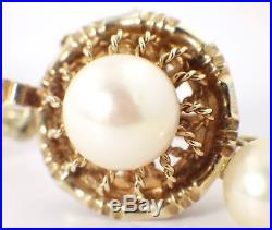 VINTAGE AKOYA CULTURED PEARL NECKLACE w PEARL SET 14 CT GOLD CLASP 1980s