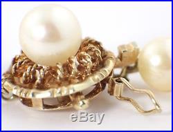 VINTAGE AKOYA CULTURED PEARL NECKLACE w PEARL SET 14 CT GOLD CLASP 1980s