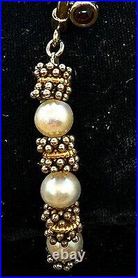 VINTAGE BRACELET & EARRINGS (AMAZING PEARLS w. 925 SILVER, GOLD & GARNET) SET