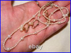 VINTAGE ESTATE 14K GOLD STRAND OF PEARLS & 14k GOLD CLIP PEARL EARRINGS SET18