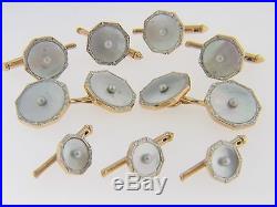 Vintage Victorian Natural Pearl Stud Set By Sulka 9 Piece Set In 14k Yellow Gold