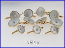 Vintage Victorian Natural Pearl Stud Set By Sulka 9 Piece Set In 14k Yellow Gold