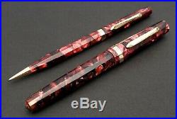 VINTAGE, WAHL EVERSHARP DORIC'GOLD BOND' FOUNTAIN PEN & PENCIL SET in RED PEARL