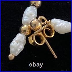 VTG 14K Yellow Gold Cultured Baroque Pearl 17 Necklace & 1.25 Earrings Set