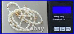 VTG 14K Yellow Gold Cultured Baroque Pearl 17 Necklace & 1.25 Earrings Set