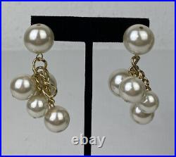 VTG Arnold Scaasi Faux Pearl Necklace Earring Set Statement Large Gold Tone