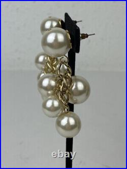 VTG Arnold Scaasi Faux Pearl Necklace Earring Set Statement Large Gold Tone