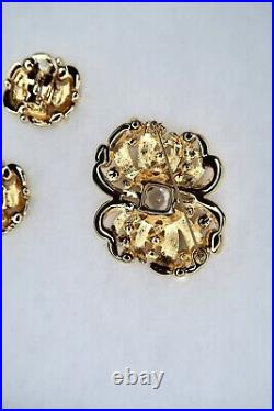 VTG Estate Beautiful Signed Swarovski Pearls Crystal Brooch Earring Bridal Set