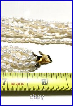 VTG Gold Tone Multi Strand Real Fresh Water Pearl Necklace Bracelet Earrings Set