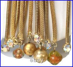 VTG Juliana For Hobe Gold Mesh Rhinestone Pearl Glass Necklace Earrings Set