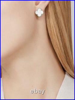 Van Cleef Arpels Vintage Alhambra Earrings White Gold MOP Boxed Full Set