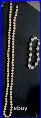 Very Elegant And Classic Women's 14K Gold Plated Pearl Necklace And Bracelet