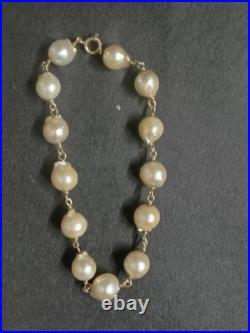 Very Elegant And Classic Women's 14K Gold Plated Pearl Necklace And Bracelet