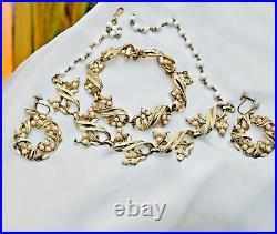 Vgt CORO 5Pc Parure Faux Pearl Gold Tone Signed Except 2 Brooches 16 Inch Choker