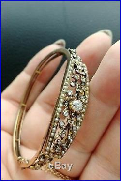 Victorian 14k Gold Blue Sapphire Ruby Seed Pearl Set Earrings Bracelet Necklace