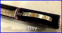Victorian 14k Gold Hinged Wedding Bangle Set Wit Seed Pearls & Turquoise Buy It