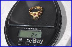 Victorian 15ct Gold Ruby & Pearl Set Ring Birmingham 1890 Size J