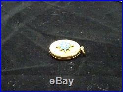 Victorian 15ct Gold turqoise and split pearl Set Oval Hinged Locket