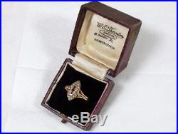 Victorian 1898 Chester H'm 15ct Gold 3 Ruby & 18 Pearl Set Dress Ring U. K size O