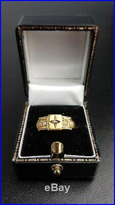 Victorian 18ct Yellow Gold Star Set Diamond and Pearl Ring size N Dated 1900
