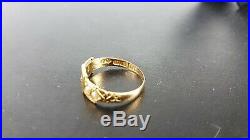 Victorian 18ct Yellow Gold Star Set Diamond and Pearl Ring size N Dated 1900
