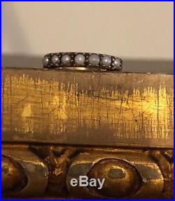 Victorian 9K Gold Pearl Set Half Eternity Stack Band Ring Size 4