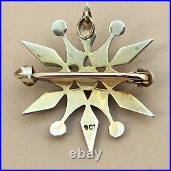 Victorian 9ct Gold Natural Seed Pearl Set Star Brooch/ Pendant with Pearl Bale