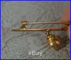Victorian 9ct Gold Novelty Stick Pin Brooch with Shell set with Pearl p1926