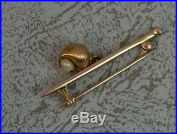 Victorian 9ct Gold Novelty Stick Pin Brooch with Shell set with Pearl p1926