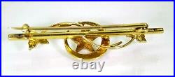 Victorian Crescent Moon & Star Pearl set 15ct Yellow Gold Trefoil Brooch