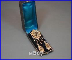 Victorian Demi-parure Garnet Turquoise Pearls Bird Silver Gold plated Box