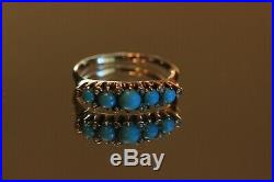 Victorian Gold (K) Ring Turquoise and Pearl Beads in Crown Setting Ring Size 6