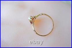 Victorian Natural Pearl Ring 14k Yellow Gold Flower Setting Size 5.5