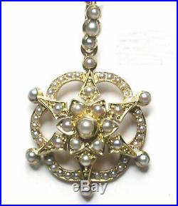 Victorian Star Burst Pendant 15ct gold seed pearl set Grand Period 1860 -1885