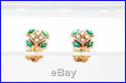 Victorian Turquoise Natural Pearl 14k Yellow Gold Screwback Earrings MUSEUM SET
