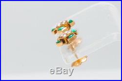 Victorian Turquoise Natural Pearl 14k Yellow Gold Screwback Earrings MUSEUM SET