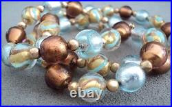 Vintag MURANO GLASS Foil BEAD with 14K Gold Spacer BEAD NECKLACE + BRACELET SET