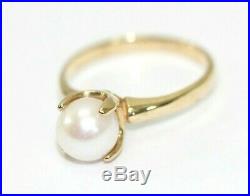 Vintage 10K YELLOW GOLD, PEARL, 4-Prong Setting Womens Ring Size 6, 2.4 Grams