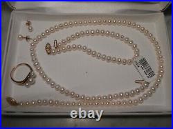 Vintage 10k gold 4-piece Cultured Freshwater Pearl set