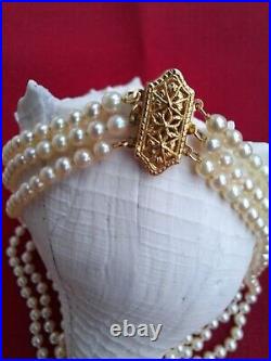 Vintage 14K Gold 3 Strand Pearl Necklace, bracelet & earrings SET + Loose Pearls