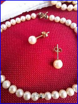 Vintage 14K Gold 3 Strand Pearl Necklace, bracelet & earrings SET + Loose Pearls