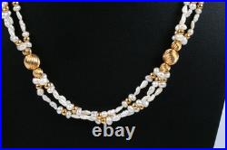 Vintage 14K Gold Freshwater Pearl Triple Strand Necklace Bracelet Set Vintage 14K Gold Freshwater Pearl Triple Strand Necklace Bracelet Set