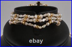 Vintage 14K Gold Freshwater Pearl Triple Strand Necklace Bracelet Set Vintage 14K Gold Freshwater Pearl Triple Strand Necklace Bracelet Set