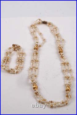 Vintage 14K Gold Freshwater Pearl Triple Strand Necklace Bracelet Set Vintage 14K Gold Freshwater Pearl Triple Strand Necklace Bracelet Set