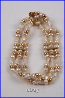 Vintage 14K Gold Freshwater Pearl Triple Strand Necklace Bracelet Set Vintage 14K Gold Freshwater Pearl Triple Strand Necklace Bracelet Set