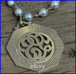 Vintage 14K Gold Pearl Bracelet & Earrings Set 1950 Engraved Estate 22.1g Vintage 14K Gold Pearl Bracelet & Earrings Set 1950 Engraved Estate 22.1g