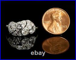 Vintage 14K White Gold Bezel Set and Bead Set Diamond Ring
