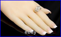 Vintage 14K White Gold Bezel Set and Bead Set Diamond Ring