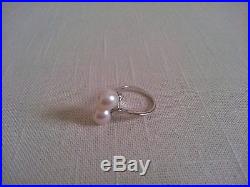 Vintage 14K White Gold Double Cultured Pearl Ring and Earrings Set
